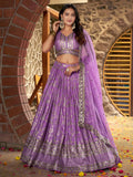 Eye Catching Lavender Silk Floral Zari Designer Lehenga Choli - Zeel Clothing