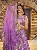 Eye Catching Lavender Silk Floral Zari Designer Lehenga Choli - Zeel Clothing