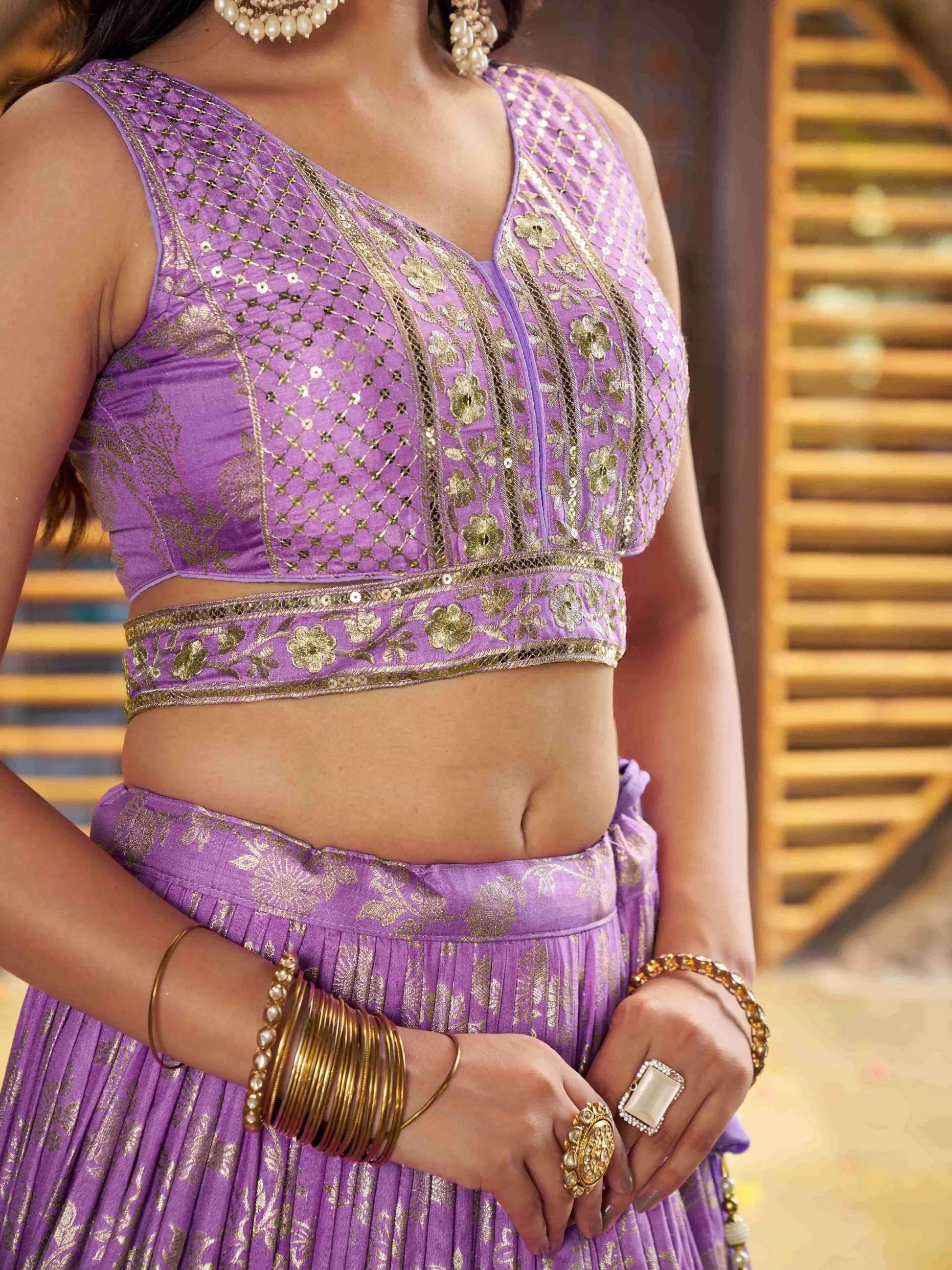 Eye Catching Lavender Silk Floral Zari Designer Lehenga Choli - Zeel Clothing
