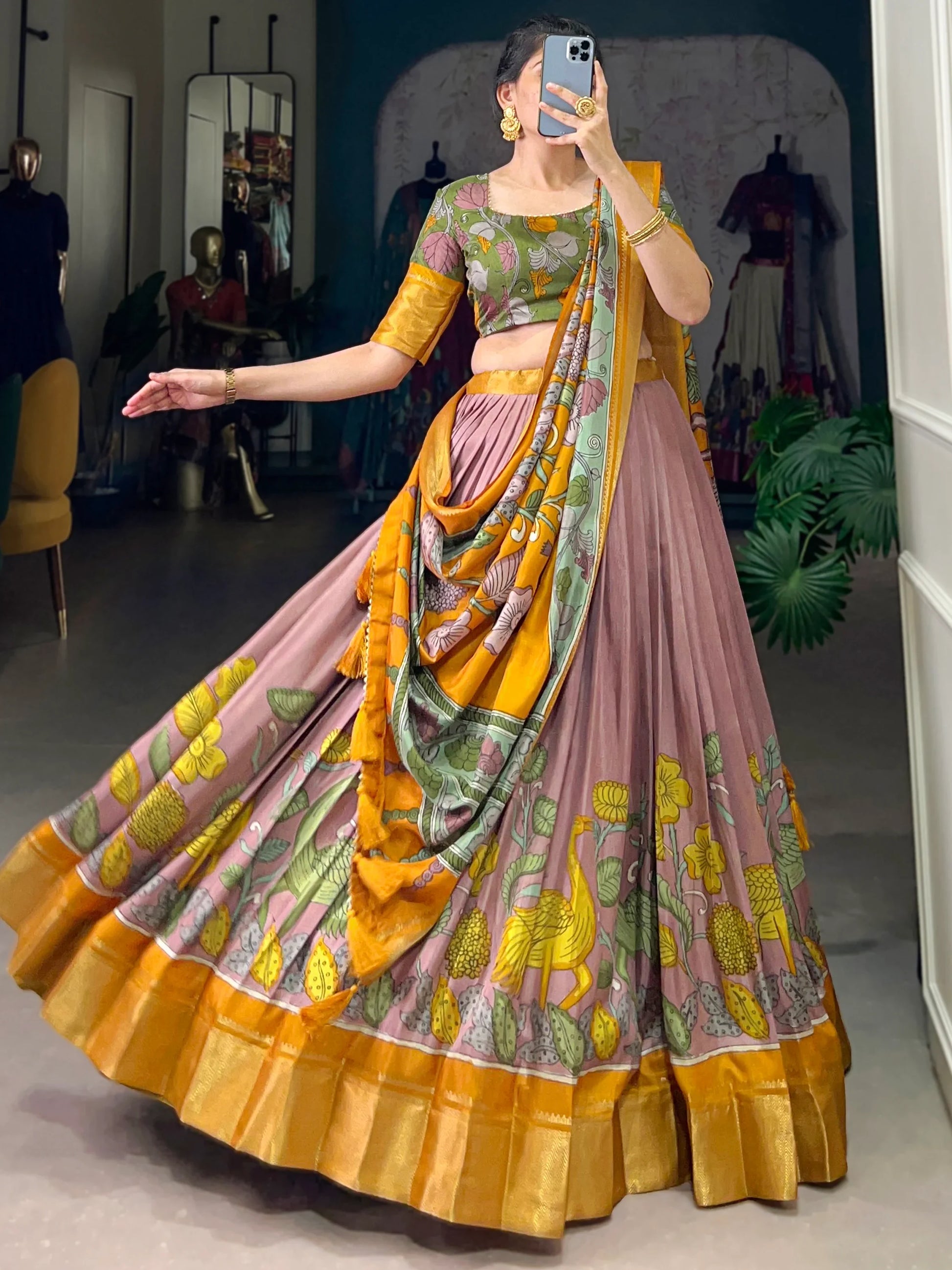 Eye-Catching Lilac Printed Silk Festival Wear Lehenga Choli With Dupatta - Zeel Clothing