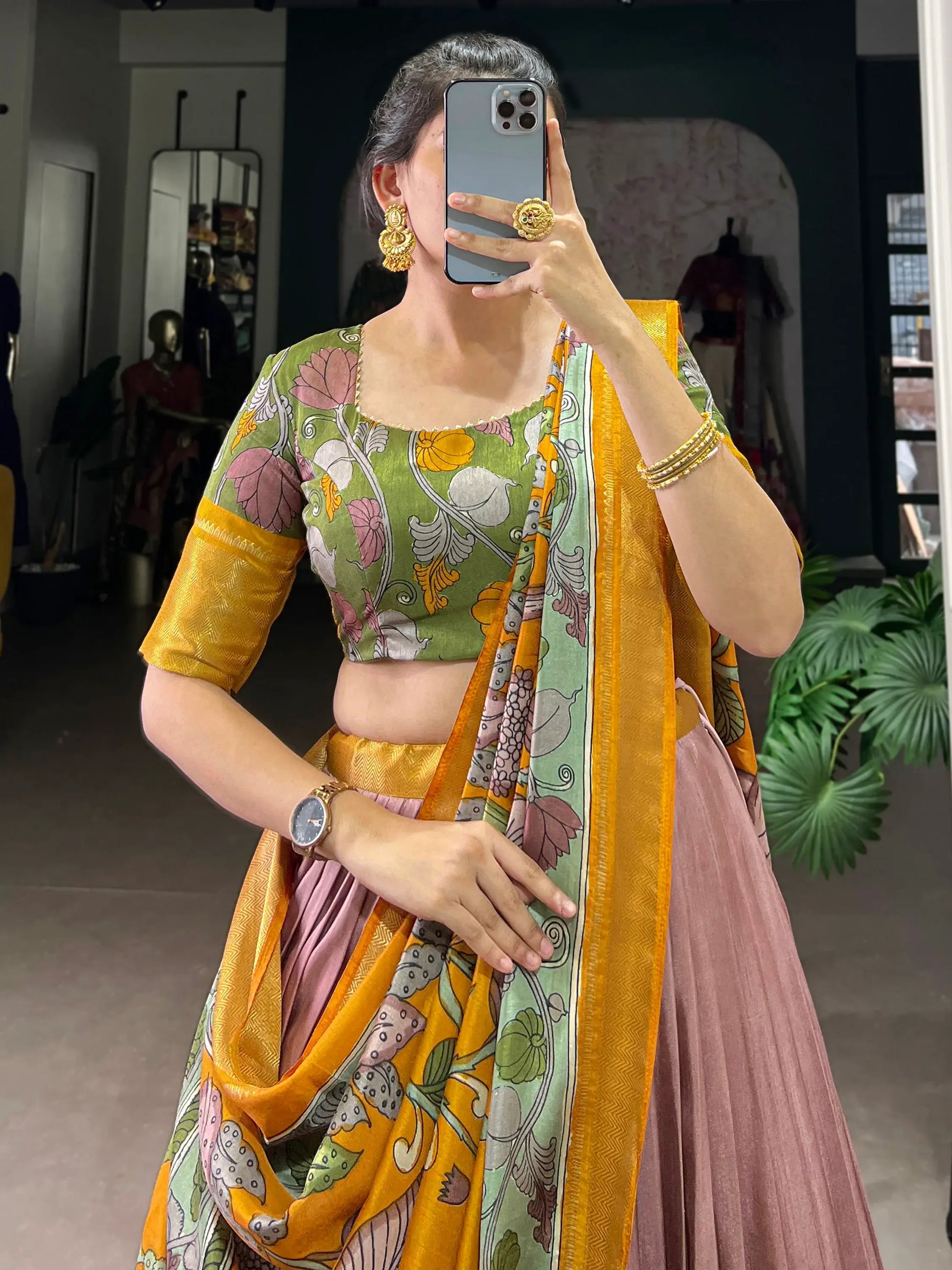 Eye-Catching Lilac Printed Silk Festival Wear Lehenga Choli With Dupatta - Zeel Clothing