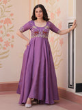 Eye-Catching Purple Bead Embroidered Organza Traditional Gown - Zeel Clothing