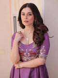 Eye-Catching Purple Bead Embroidered Organza Traditional Gown - Zeel Clothing