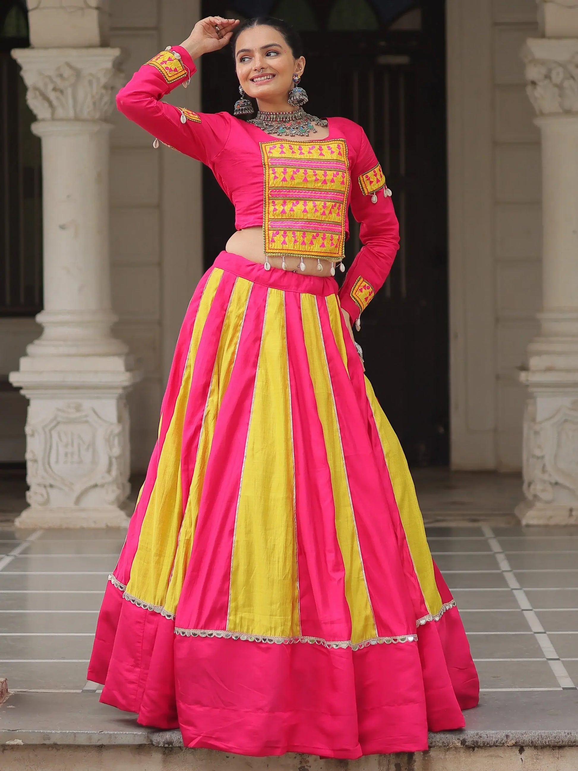 Eye-Catching Yellow Embroidered Silk Traditional Lehenga Choli - Zeel Clothing