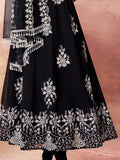 Fabulous Black Embroidered Georgette Event Wear Salwar Kameez - Zeel Clothing