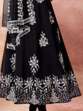 Fabulous Black Embroidered Georgette Event Wear Salwar Kameez - Zeel Clothing