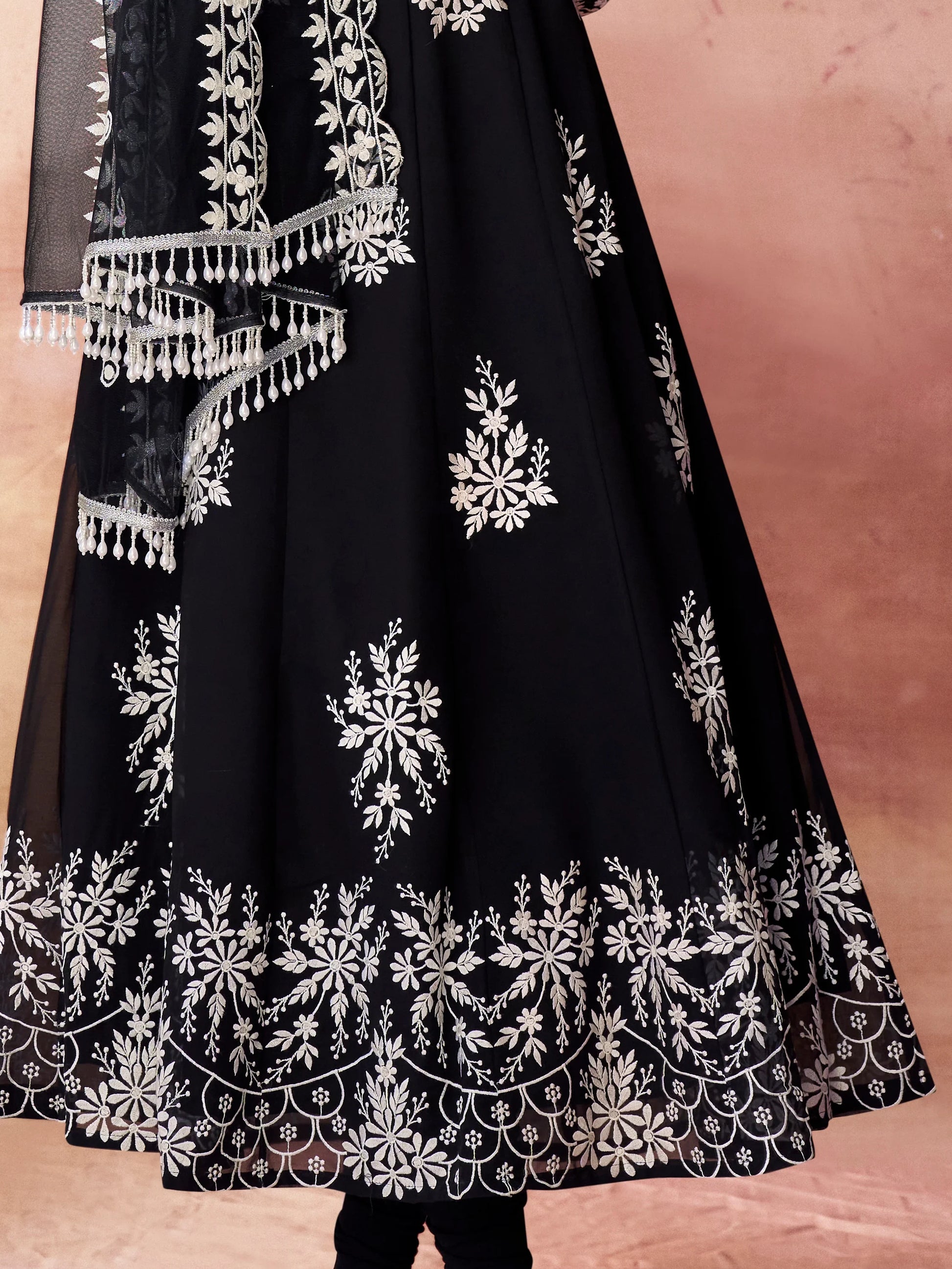 Fabulous Black Embroidered Georgette Event Wear Salwar Kameez - Zeel Clothing
