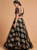 Fabulous Black Zari Embroidery Net Reception Wear Lehenga Choli - Zeel Clothing