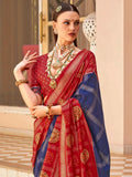 Fabulous Blue Patola Printed Silk Event Wear Saree With Blouse - Zeel Clothing