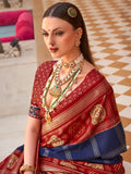 Fabulous Blue Patola Printed Silk Event Wear Saree With Blouse - Zeel Clothing