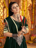 Fabulous Bottle Green Patch Work Rayon Navratri Wear Lehenga With Blouse - Zeel Clothing