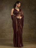 Fabulous Brown Chiffon Festive Wear Pre-Stitched Saree With Blouse - Zeel Clothing