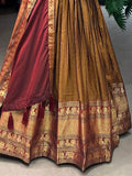 Fabulous Brown Zari Woven Cotton Function Wear Gown With Dupatta - Zeel Clothing