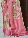Fabulous Cream Floral Printed Silk Festive Wear Saree With Blouse - Zeel Clothing