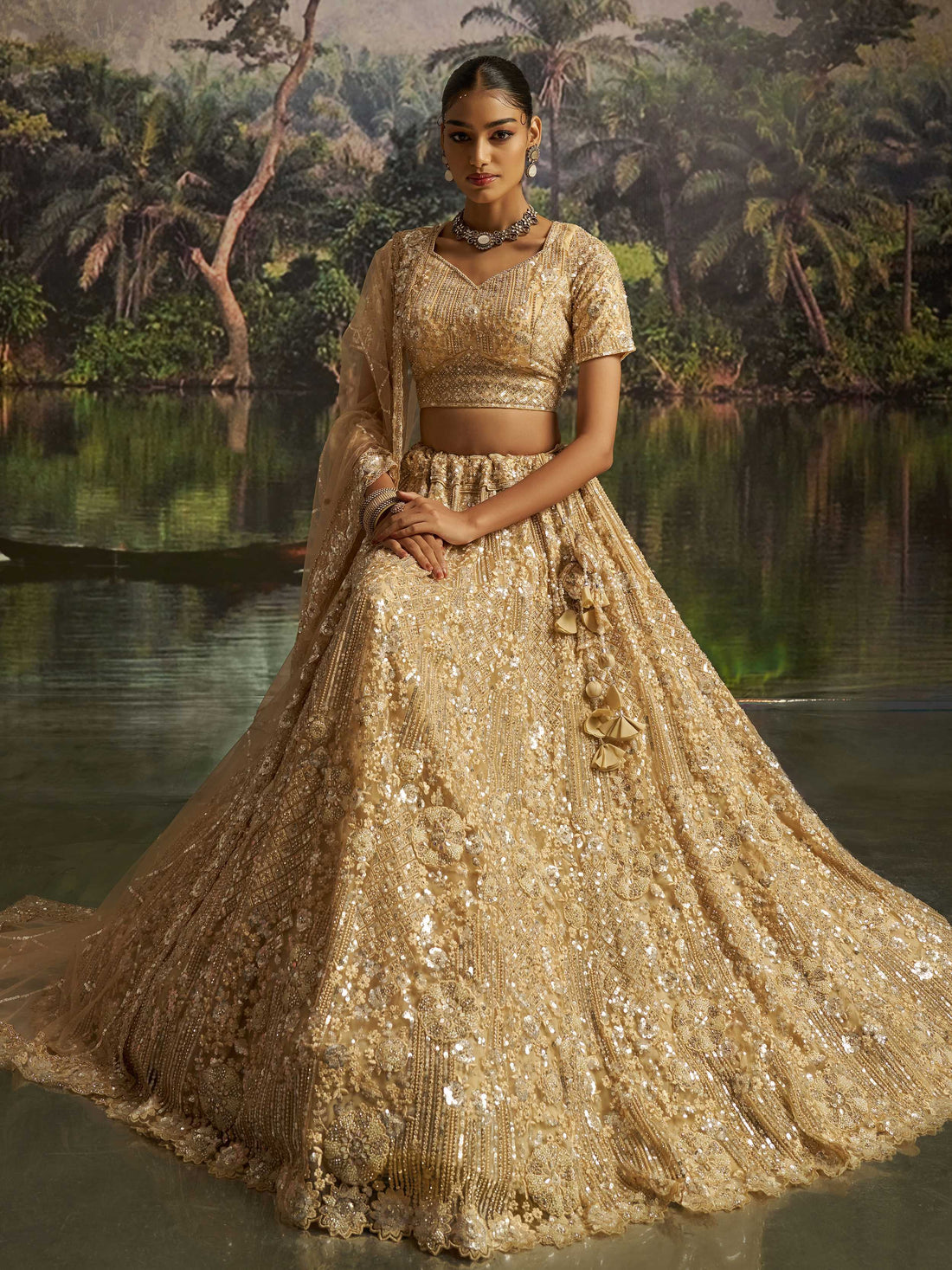 Fabulous Cream Thread Embroidery Net Wedding Wear Lehenga Choli With Dupatta