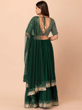 Fabulous Dark Green Sequins Georgette Party Wear Lehenga Choli - Zeel Clothing