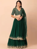 Fabulous Dark Green Sequins Georgette Party Wear Lehenga Choli - Zeel Clothing