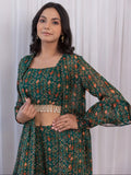Fabulous Green Digital Printed Georgette Sharara Suit With Jacket - Zeel Clothing