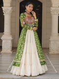 Fabulous Green Gota Patti Cotton Traditional Lehenga With Front Slit Kurti - Zeel Clothing