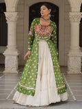 Fabulous Green Gota Patti Cotton Traditional Lehenga With Front Slit Kurti - Zeel Clothing