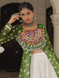 Fabulous Green Gota Patti Cotton Traditional Lehenga With Front Slit Kurti - Zeel Clothing