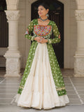 Fabulous Green Gota Patti Cotton Traditional Lehenga With Front Slit Kurti - Zeel Clothing