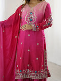 Fabulous Hot Pink Sequins Embroidered Chinon Wedding Wear Sharara Suit - Zeel Clothing