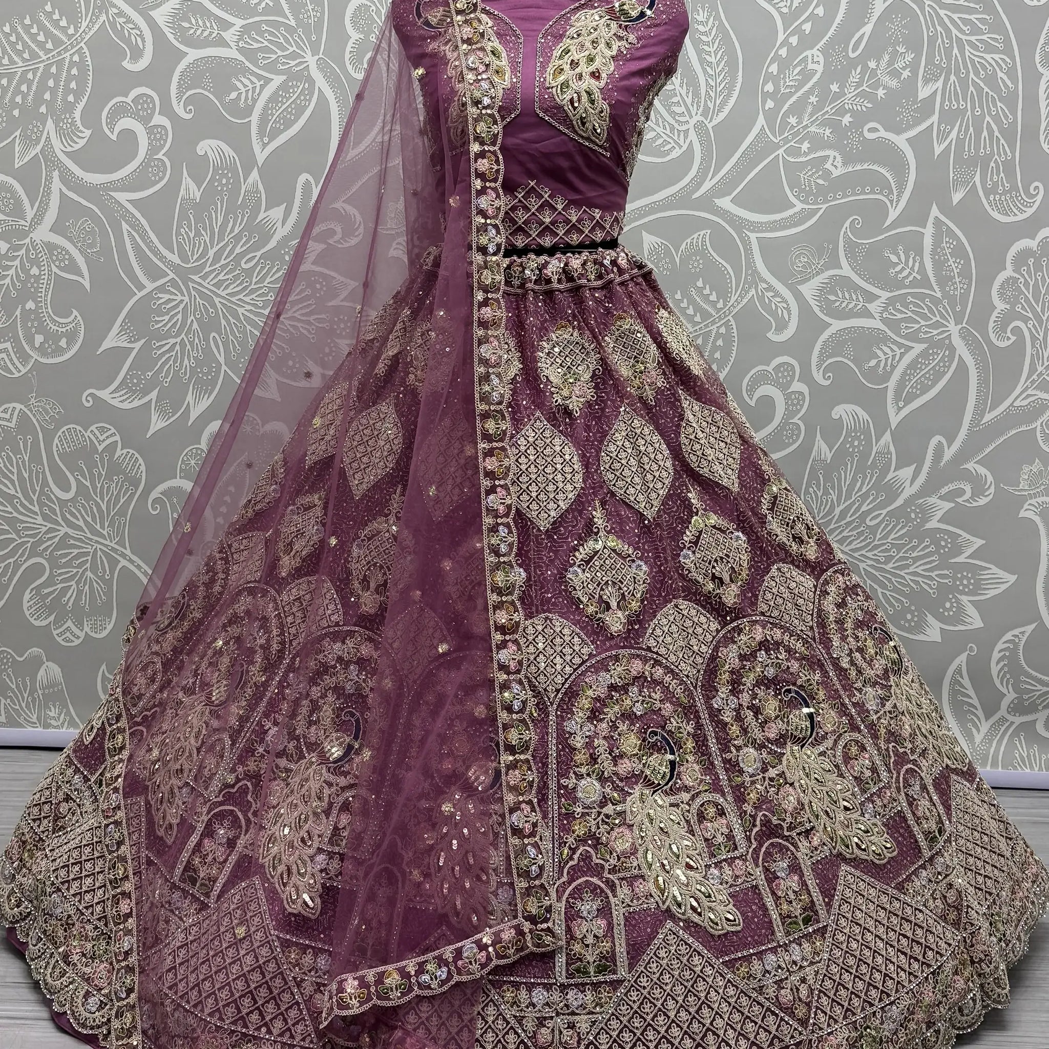 Fabulous Lavender Dori Work Net Bridesmaid Lehenga Choli With Dupatta - Zeel Clothing