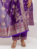 Fabulous Lavender Hand Work Jacquard Silk Pant Suit With Dupatta - Zeel Clothing