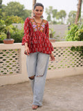 Fabulous Maroon Patch Work Cotton Navratri Special Peplum Top - Zeel Clothing