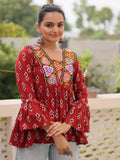 Fabulous Maroon Patch Work Cotton Navratri Special Peplum Top - Zeel Clothing