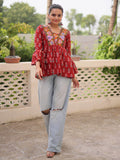Fabulous Maroon Patch Work Cotton Navratri Special Peplum Top - Zeel Clothing
