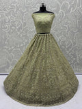 Fabulous Olive Green Heavy Embroidered Net Mehendi Wear Lehenga Choli - Zeel Clothing