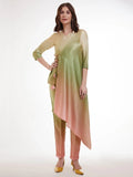 Fabulous Ombre Green Satin Designer Asymmetrical Kurta Set - Zeel Clothing