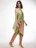Fabulous Ombre Green Satin Designer Asymmetrical Kurta Set - Zeel Clothing
