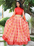 Fabulous Orange Printed Tussar Silk Festival Wear Lehenga Choli - Zeel Clothing
