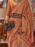 Fabulous Orange Woven Kabby Silk Wedding Wear Saree With Blouse - Zeel Clothing