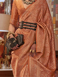 Fabulous Orange Woven Kabby Silk Wedding Wear Saree With Blouse - Zeel Clothing