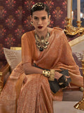 Fabulous Orange Woven Kabby Silk Wedding Wear Saree With Blouse - Zeel Clothing
