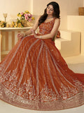 Fabulous Orange Zari Work Silk Engagement Wear Lehenga Choli - Zeel Clothing