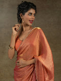 Fabulous Peach Border Work Satin Event Wear Pre-Stitched Saree With Blouse - Zeel Clothing