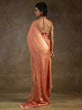 Fabulous Peach Border Work Satin Event Wear Pre-Stitched Saree With Blouse - Zeel Clothing