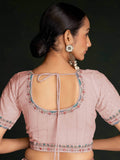 Fabulous Peach Lucknowi Georgette Event Wear Saree With Blouse - Zeel Clothing