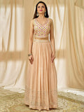 Fabulous Peach Thread Embroidered Georgette Reception Wear Lehenga Choli - Zeel Clothing