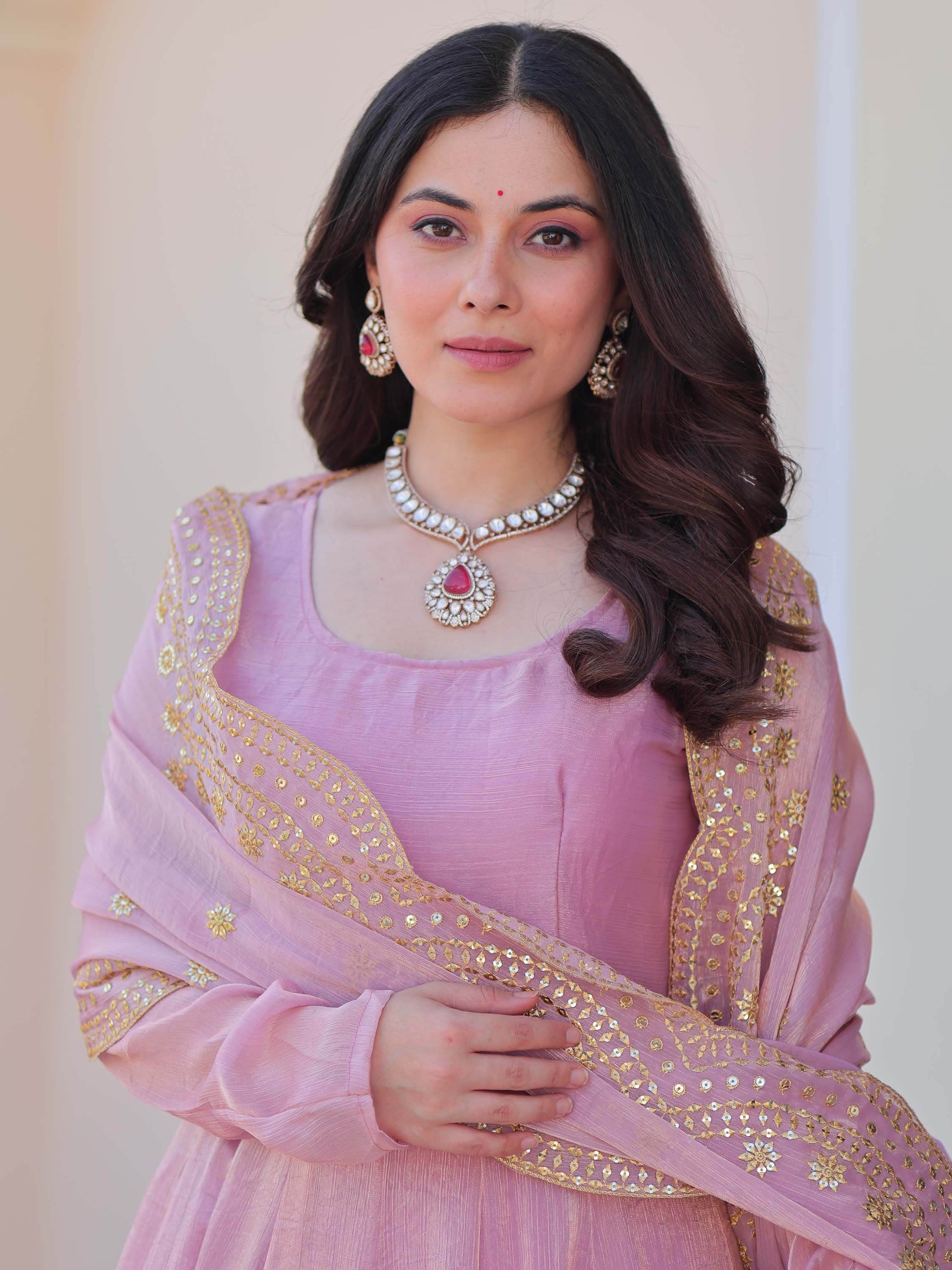Fabulous Pink Chiffon Festival Wear Gown With Sequin Dupatta - Zeel Clothing