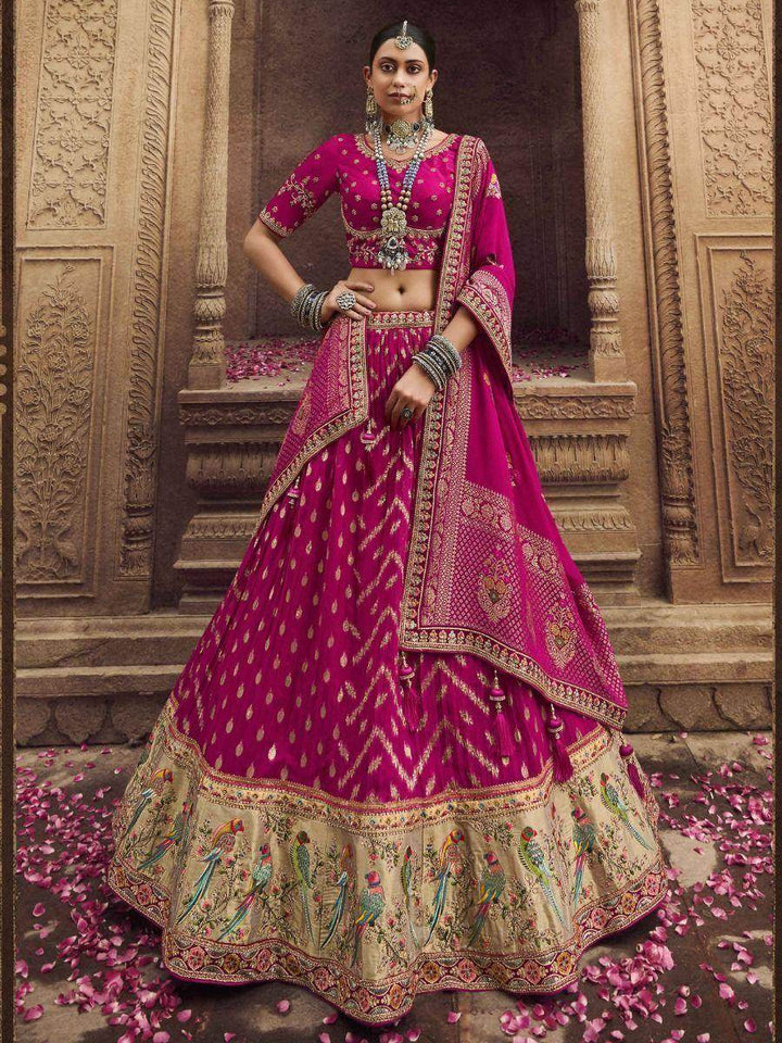 Fabulous Pink Embroidered Organza Wedding Wear Lehenga Choli - Zeel Clothing