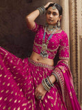 Fabulous Pink Embroidered Organza Wedding Wear Lehenga Choli - Zeel Clothing