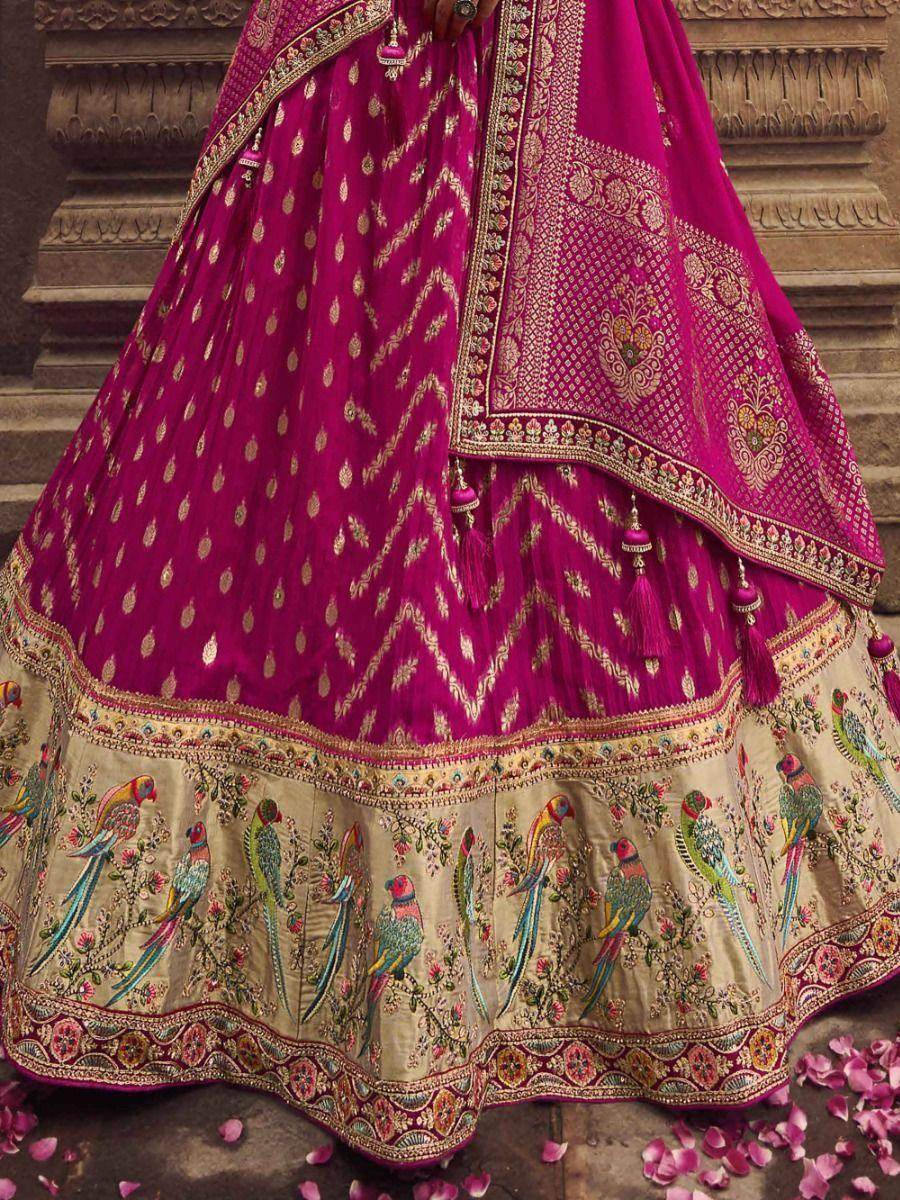 Fabulous Pink Embroidered Organza Wedding Wear Lehenga Choli - Zeel Clothing