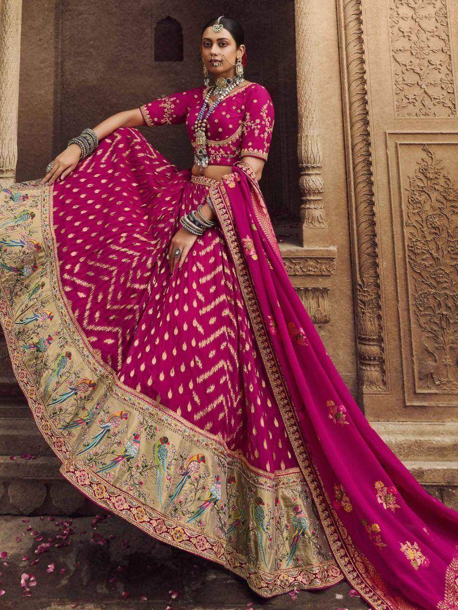 Fabulous Pink Embroidered Organza Wedding Wear Lehenga Choli - Zeel Clothing