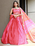 Fabulous Pink Embroidery Chinon Wedding Lehenga Choli With Dupatta - Zeel Clothing